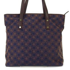 Salvatore Ferragamo tote bag Ganchini canvas ~ leather Auth used T18655